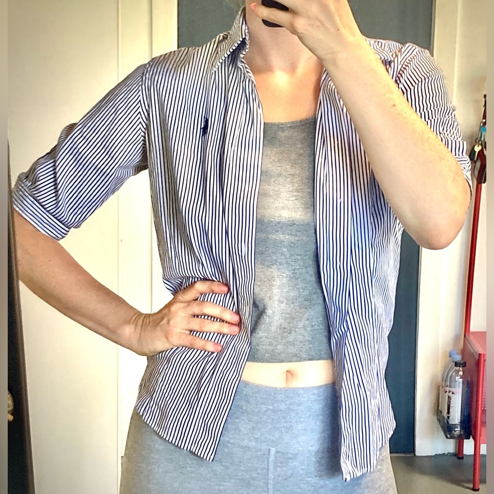 Blue White Striped Ralph Lauren Button Up